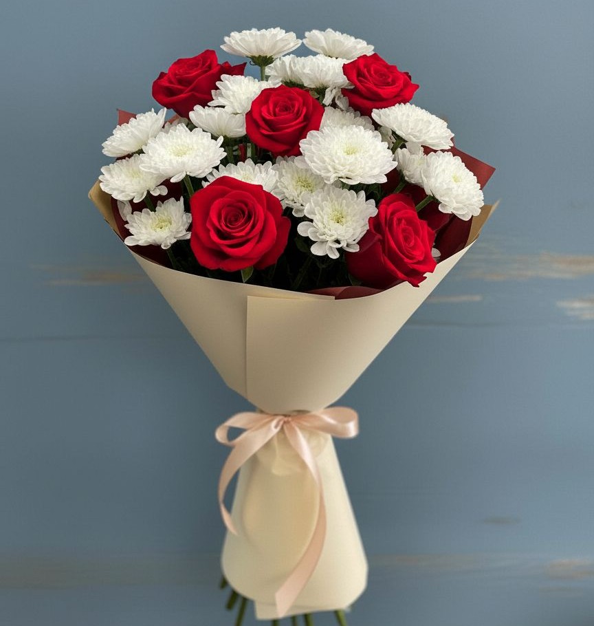 Букет цветов из: Розы и Хризантемы в Новом Удмуртской республики