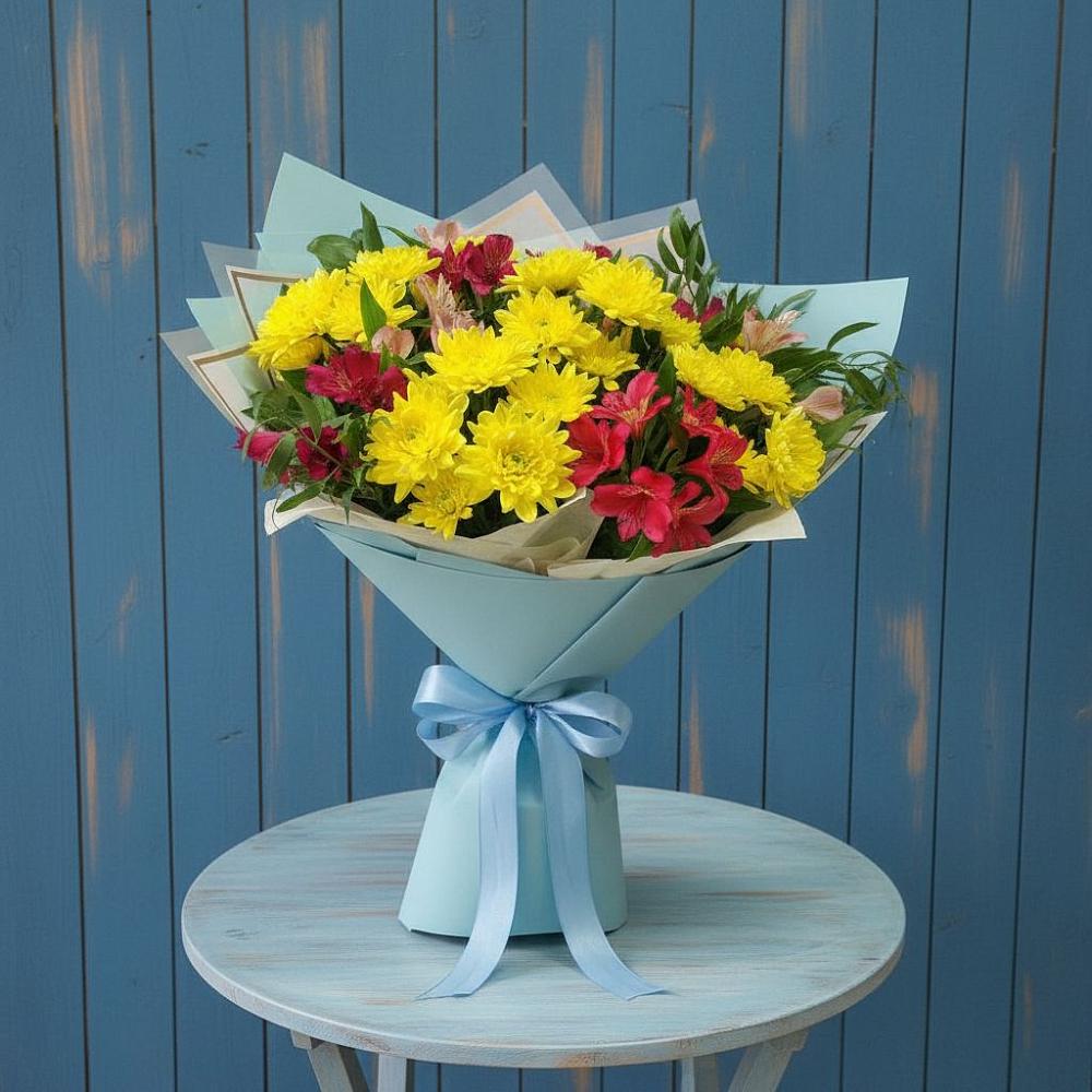 Букет цветов из: Альстромерии и Хризантемы в Новом Удмуртской республики