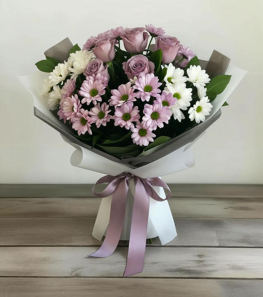 Букет цветов из: Хризантемы и Розы в Новом Удмуртской республики