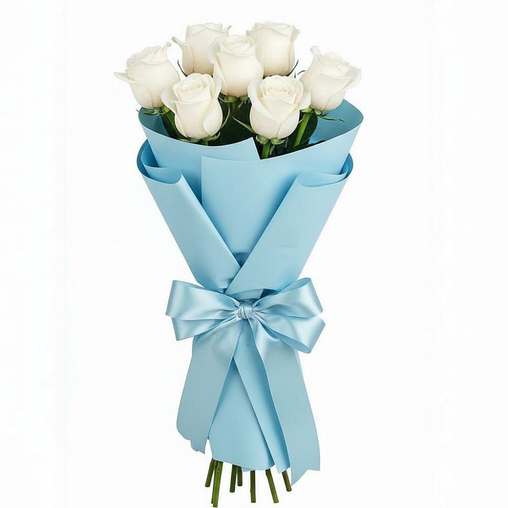 Букет 7 белых роз Проуд в Новом Удмуртской республики