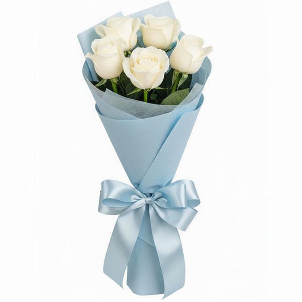 Букет 5 Белых роз Проуд в Новом Удмуртской республики