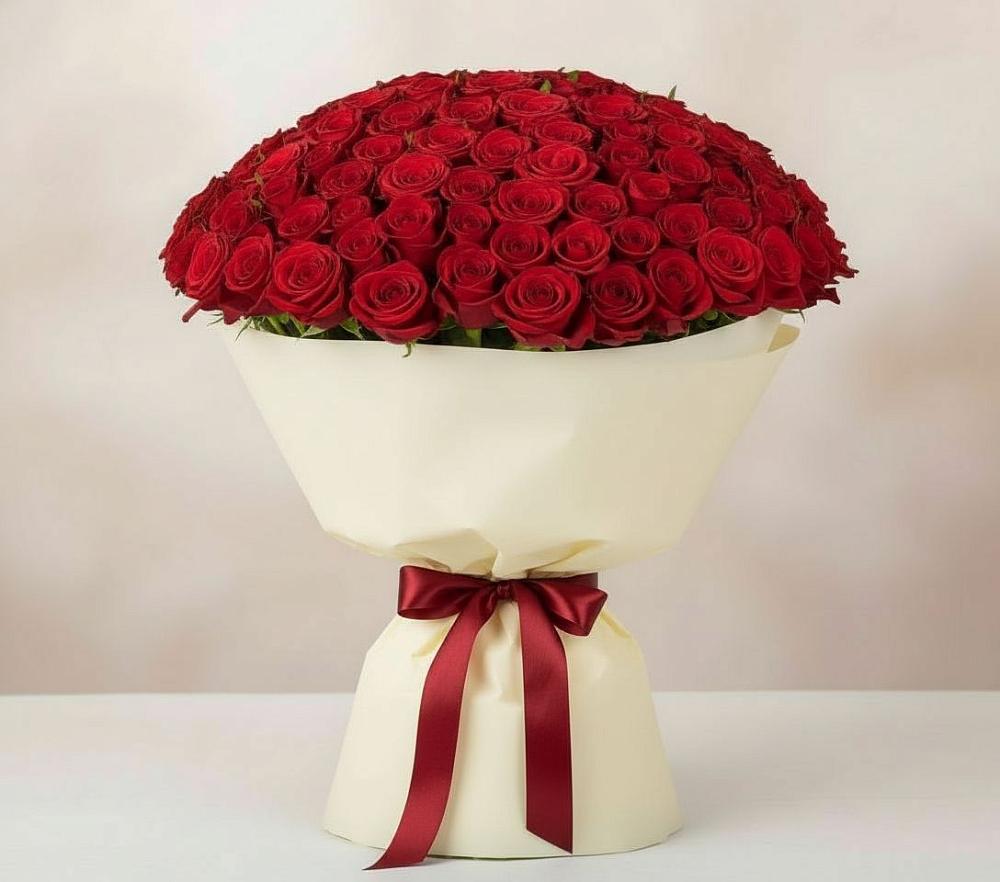 Букет 101 Красная роза Милано в Новом Удмуртской республики
