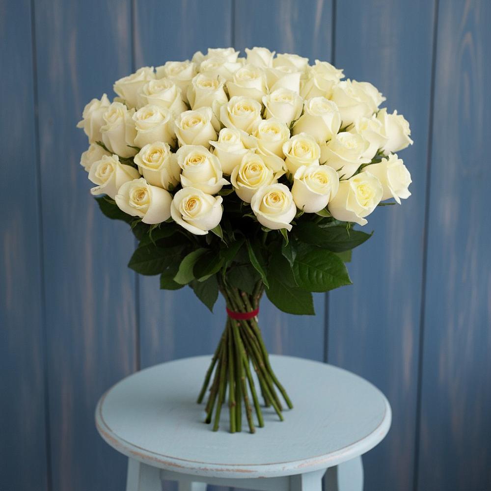 Букет 51 Белая роза Эдлесс Лав в Новом Удмуртской республики