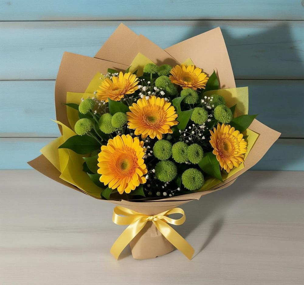 Букет цветов из: Герберы и Хризантемы в Новом Удмуртской республики