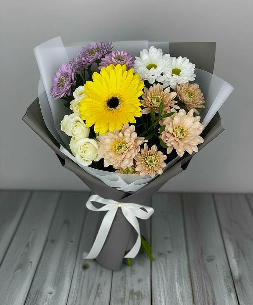 Букет цветов из: Розы, Герберы и Хризантемы в Новом Удмуртской республики