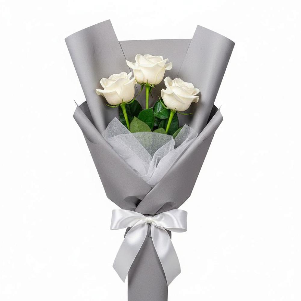 Букет 3 белые розы в Новом Удмуртской республики