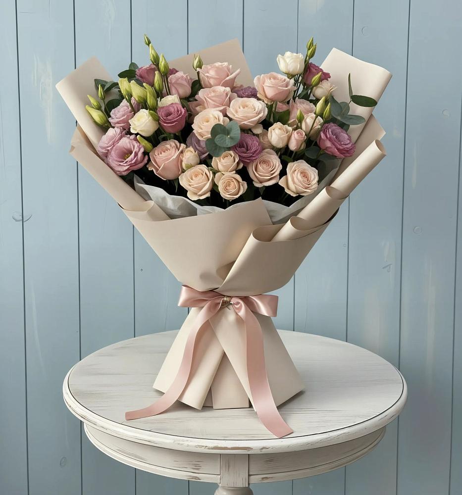 Букет цветов из: Розы и Лизиантусы в Новом Удмуртской республики