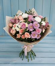 Букет цветов из:  Хризантемы, Розы и Альстромерии в Новом Удмуртской республики