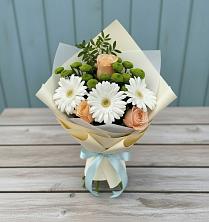 Букет цветов из:  Герберы, Розы и Хризантемы в Новом Удмуртской республики